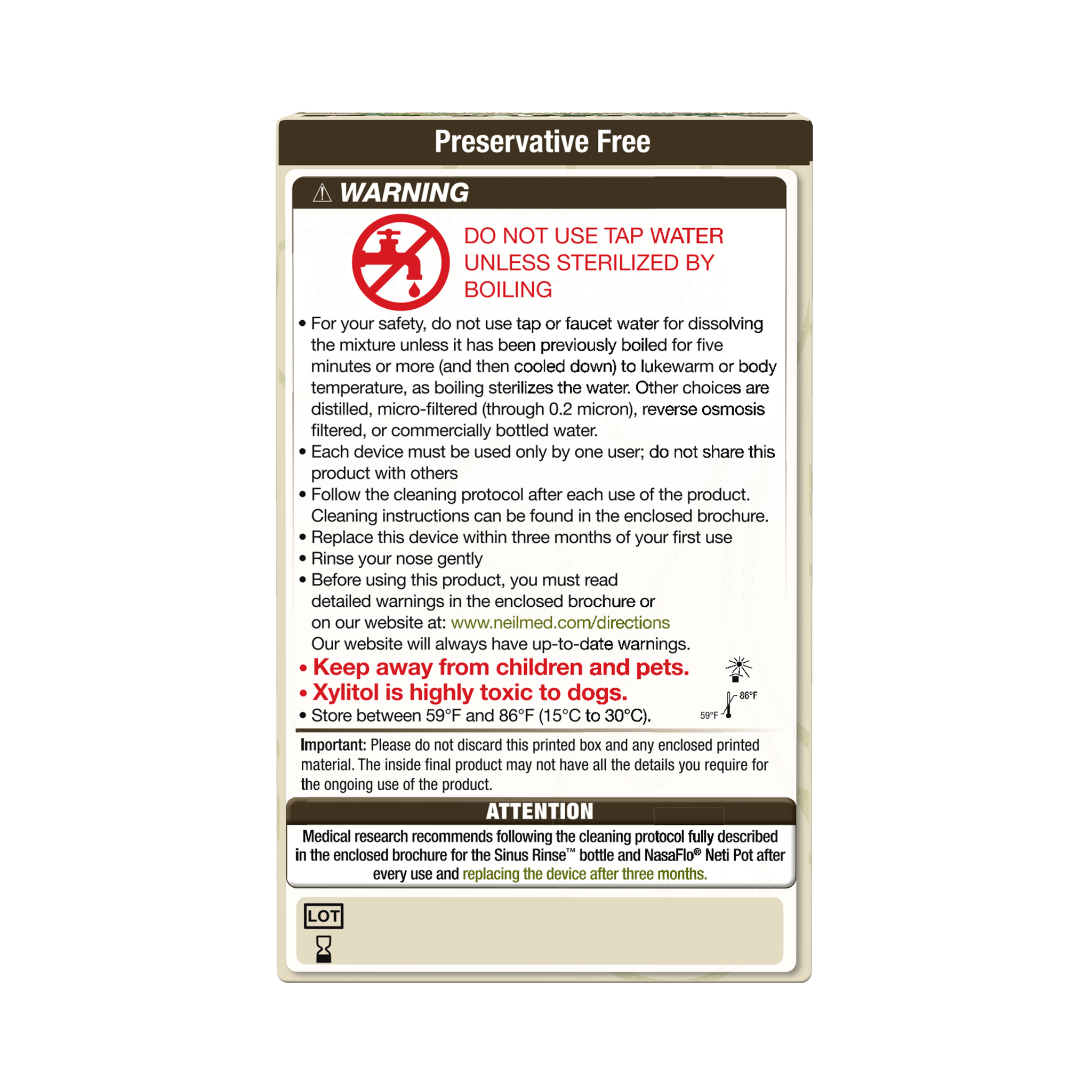NeilMed Sinus Rinse Premixed Refill Packets With Xylitol, 60ct