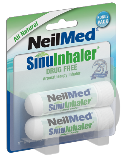 NeilMed SinuInhaler drug-free aromatherapy inhaler packaging on a white background