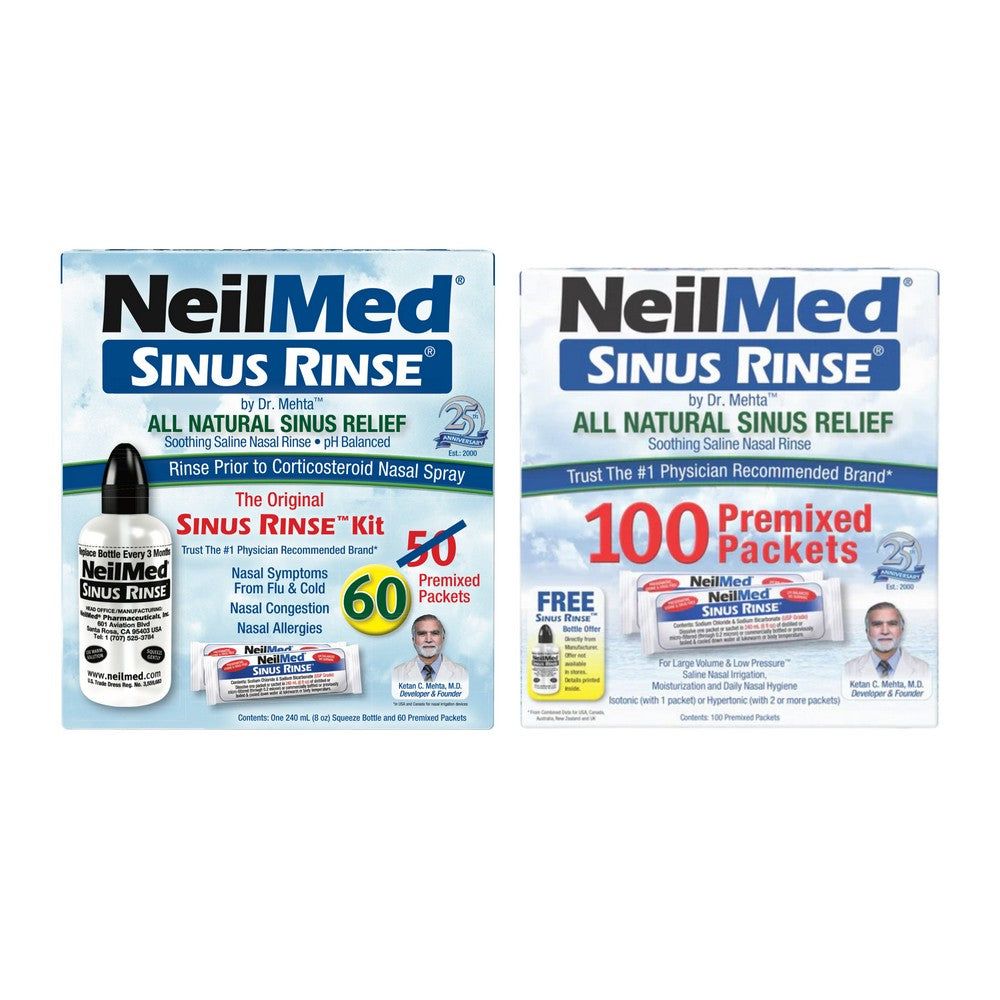 NeilMed Sinus Rinse Kit & NeilMed Sinus Rinse Regular Premixed Packets 100ct