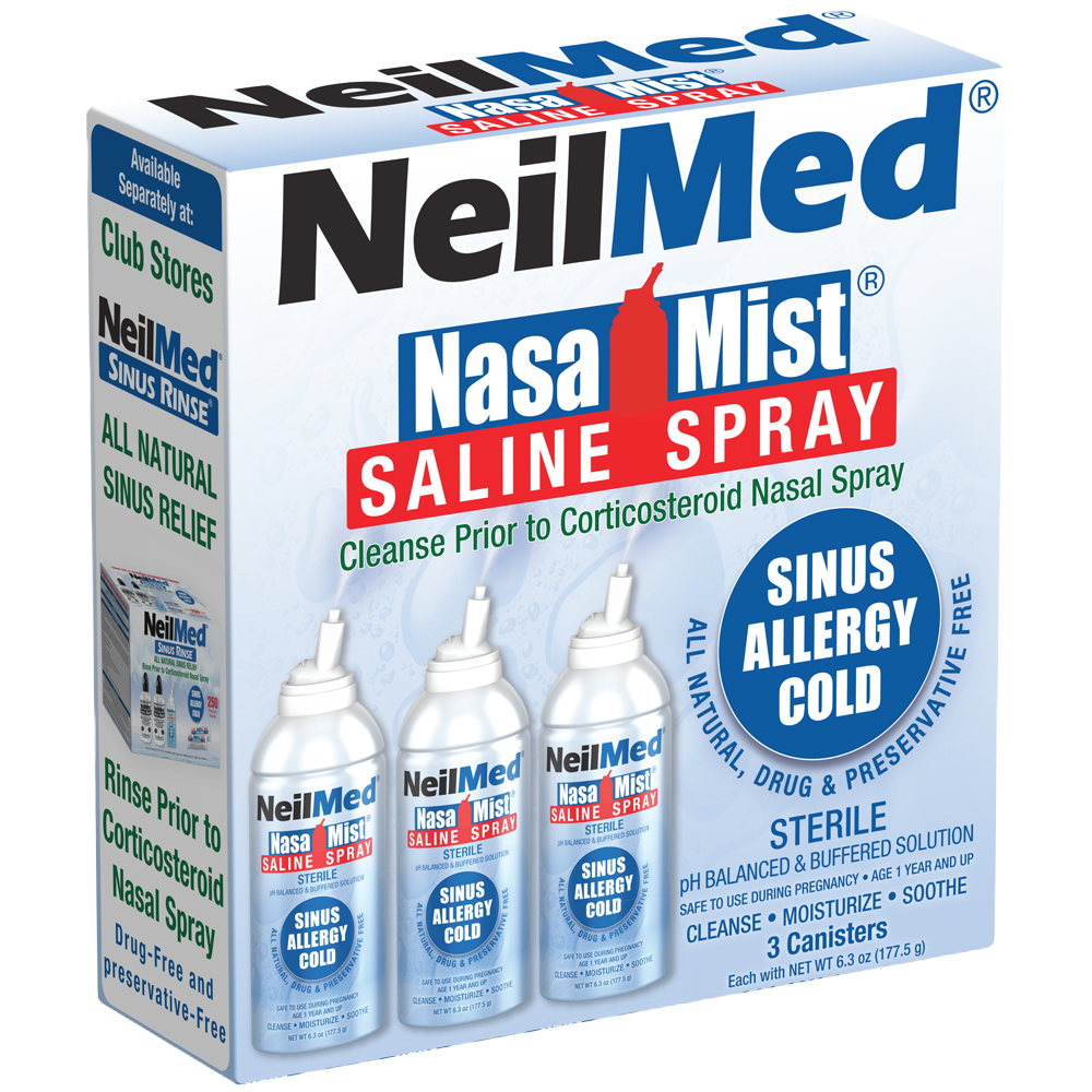 NasaMist Isotonic Saline Spray. Soothe, Moisturize and Cleanse using specially designed tip. 177mL Pack of 3