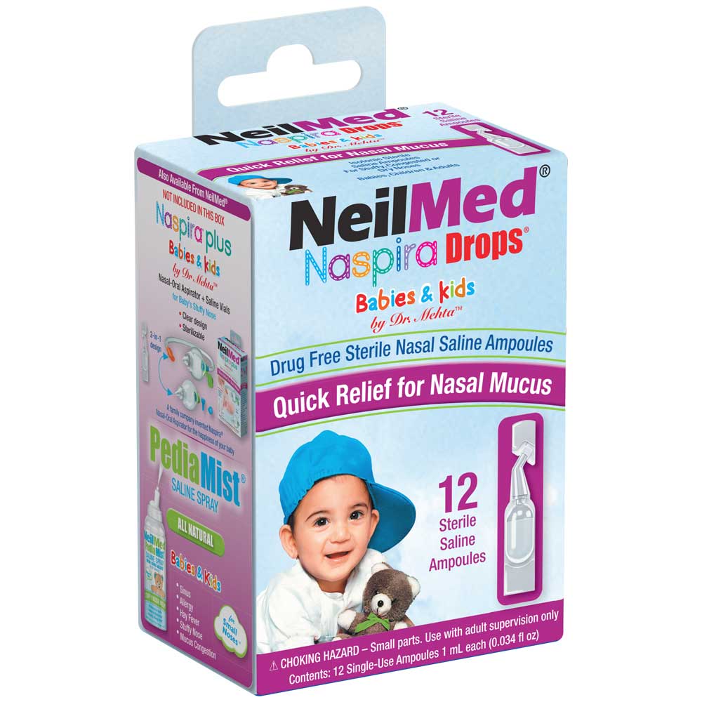 NeilMed Naspira Nasal Saline, Sterile, Ampoules - 12 pack, 0.034 fl oz ampoules