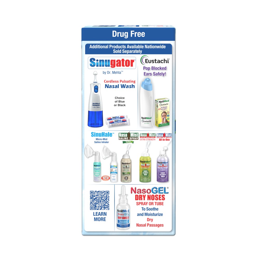 A retail package containing Sinugator nasal wash and NasoGel dry nose tube products, shown against a plain white background. The package includes product images, text, and branding for both brands.