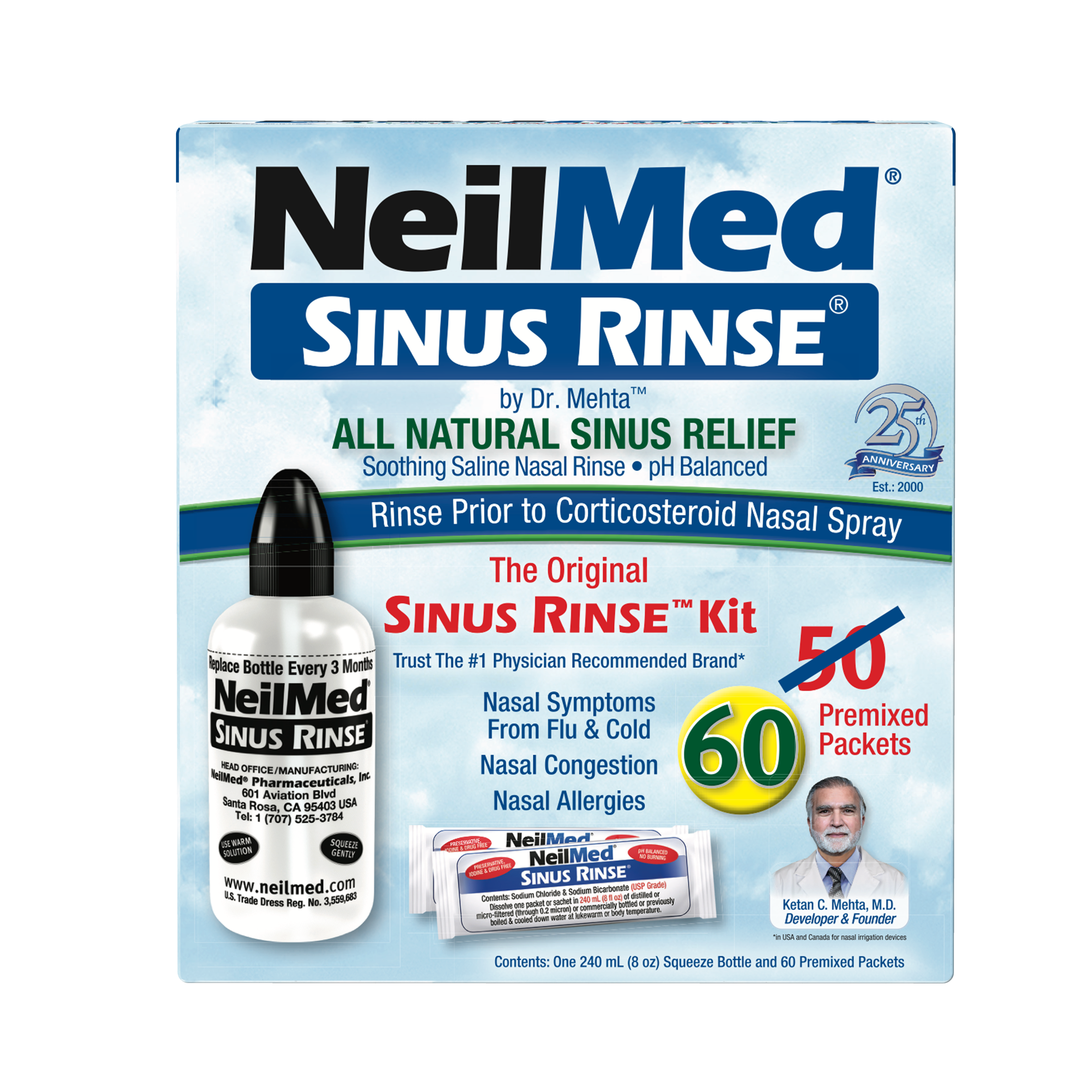 Sinus Rinse Kit with 60 Packets