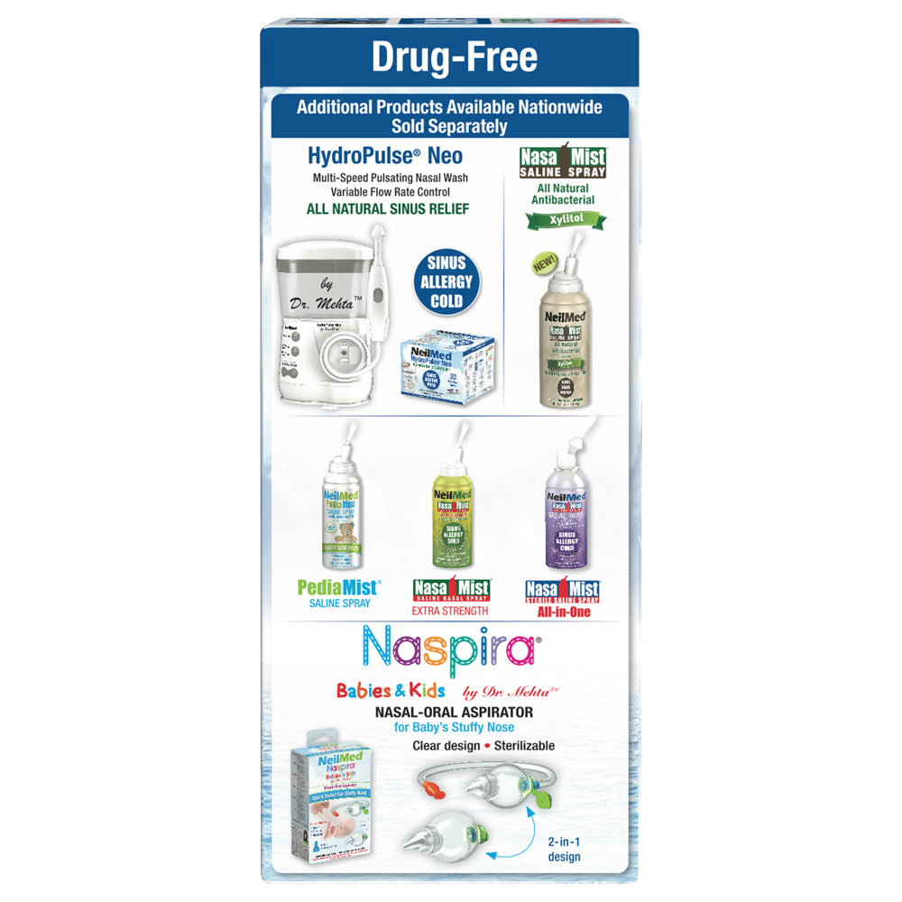 Naspira product packaging with various nasal care items on a white background