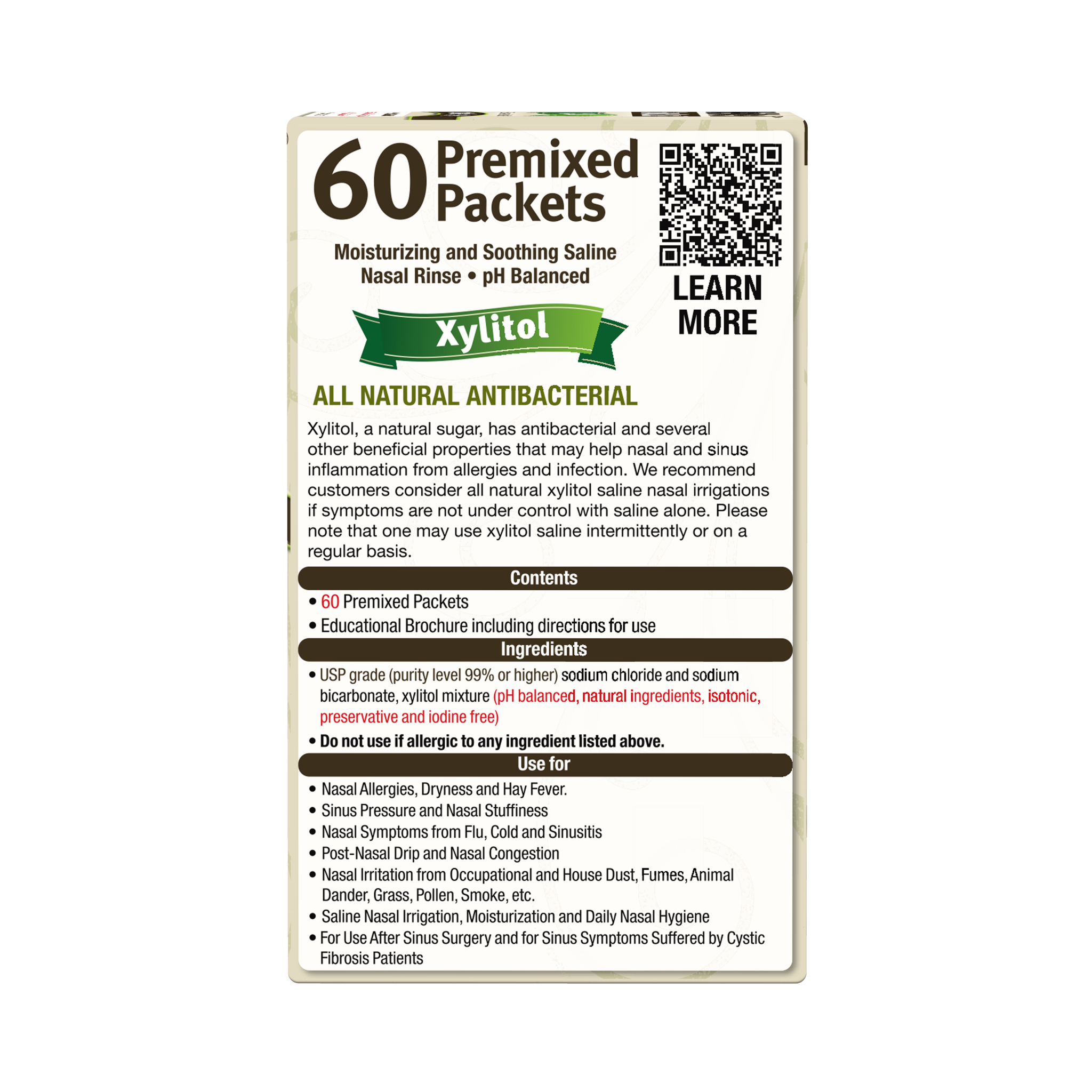 NeilMed Sinus Rinse Premixed Refill Packets With Xylitol, 60ct