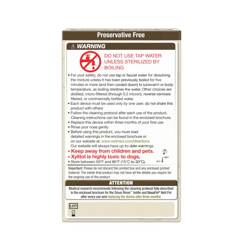 NeilMed Sinus Rinse Premixed Refill Packets With Xylitol, 60ct