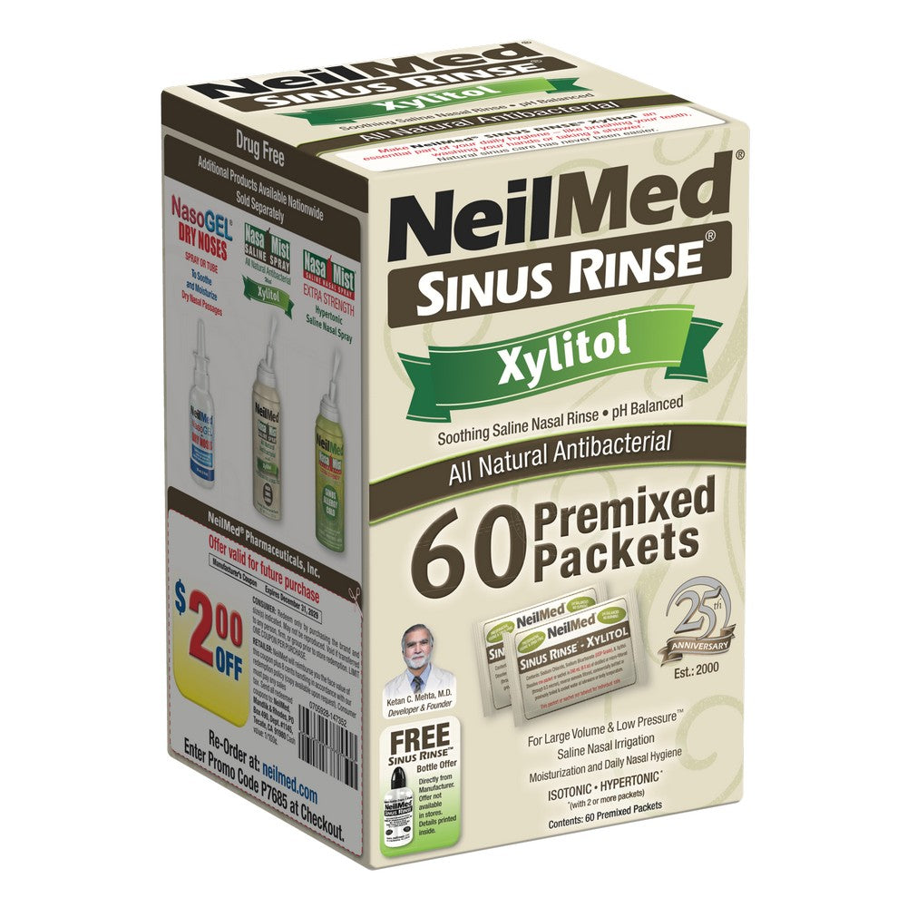 NeilMed Sinus Rinse Premixed Refill Packets With Xylitol, 60ct