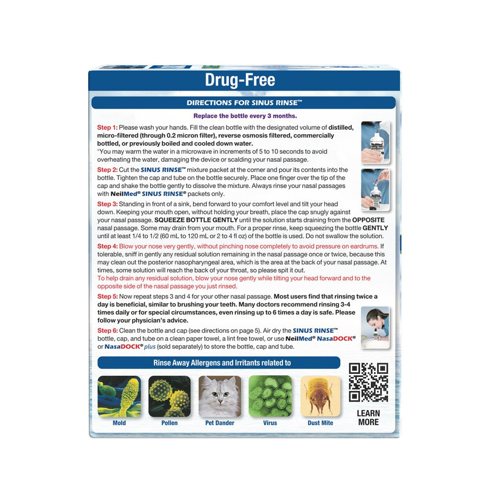 NeilMed Sinus Rinse Nasal Irrigation Bottles 3ct with NeilMed NasaDock Plus Drying Stand