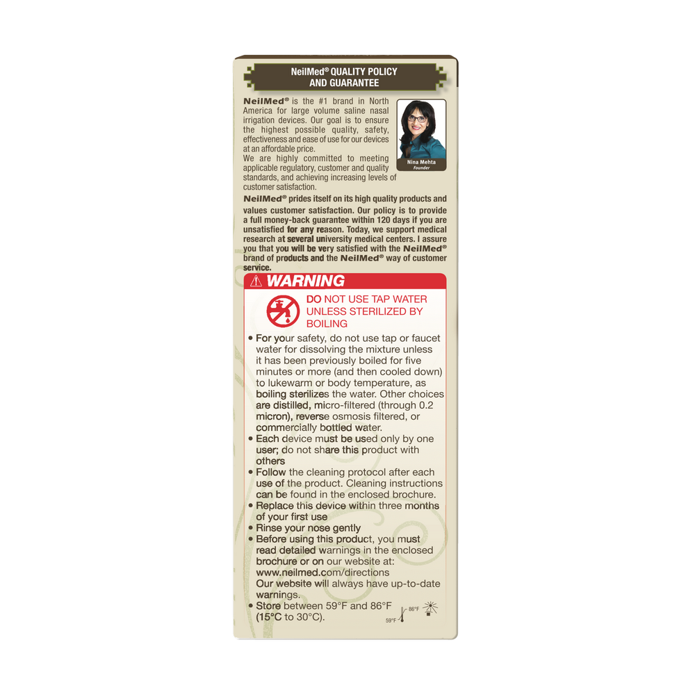 NasaFlo 8oz Porcelain Neti Pot with 30 Premixed Packets