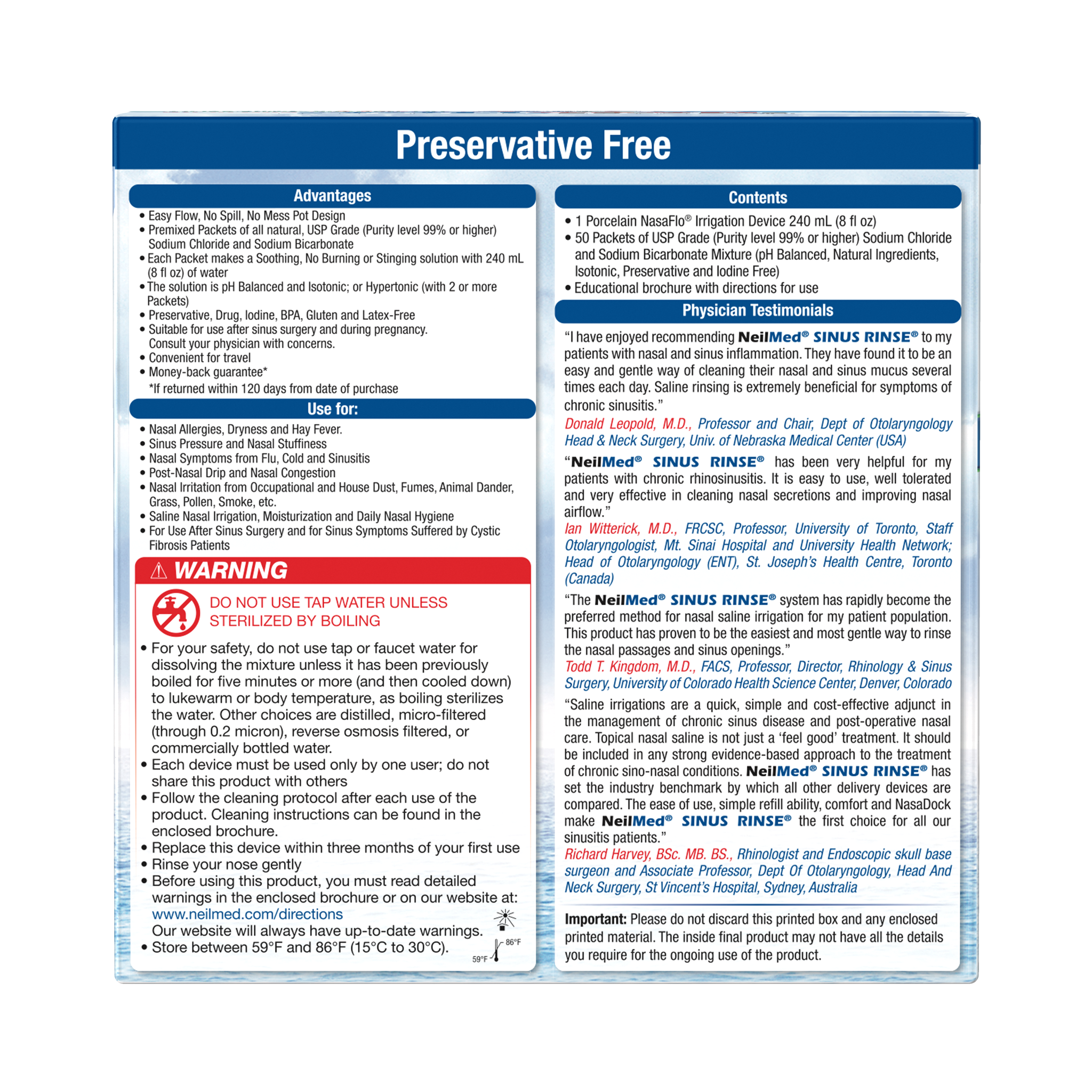 NasaFlo Neti Pot Porcelain with 50 Packets