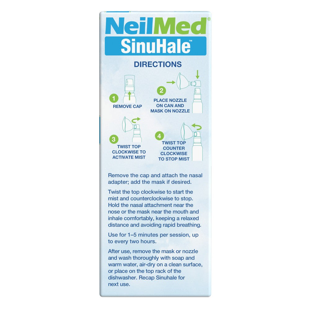 NeilMed SinuHale packaging with directions on a white background