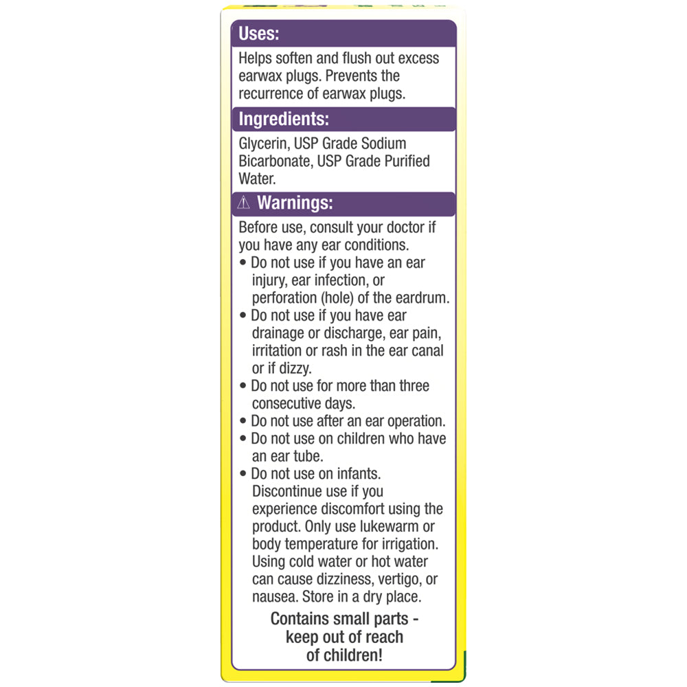 Product label with uses, ingredients, warnings, and usage instructions on a white background