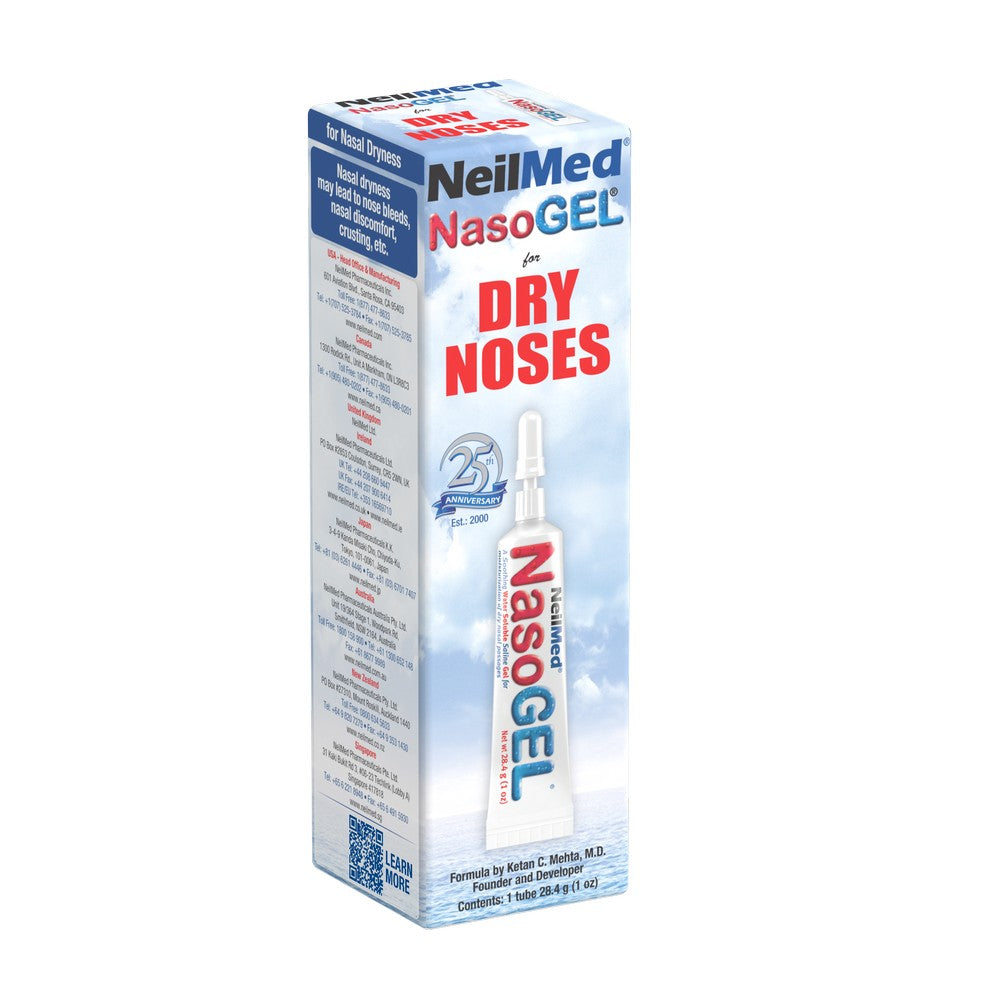 NeilMed NasoGEL for Dry Nose box and applicator vial shown on a plain white background.