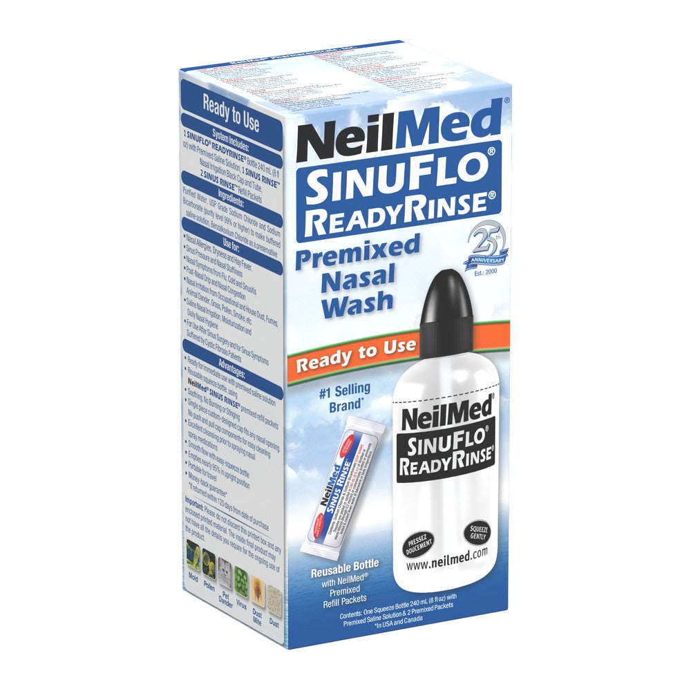NeilMed SinuFlo ReadyRinse nasal wash packaging on a white background