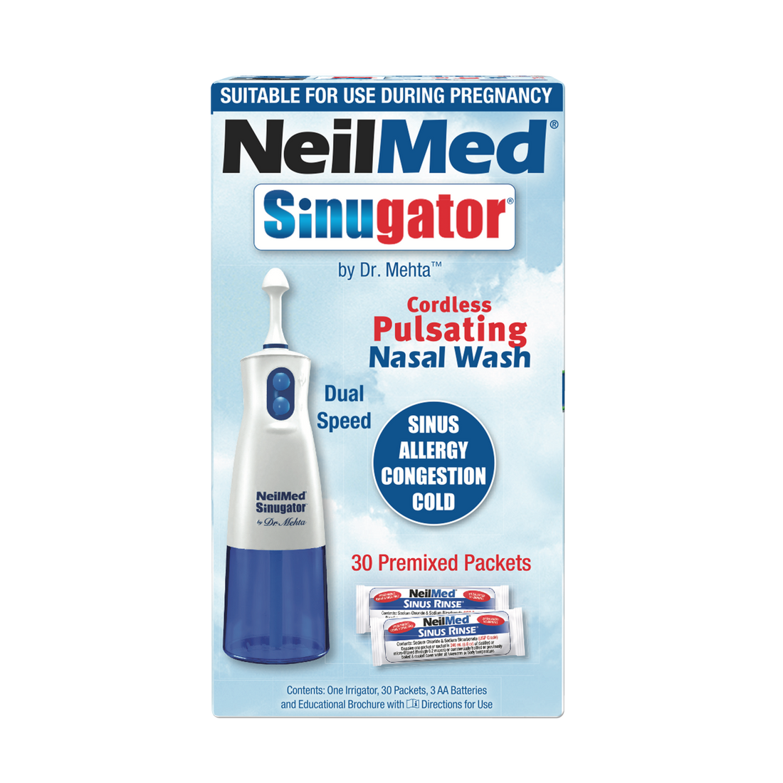 Sinugator Cordless Pulsating Nasal Wash - Blue