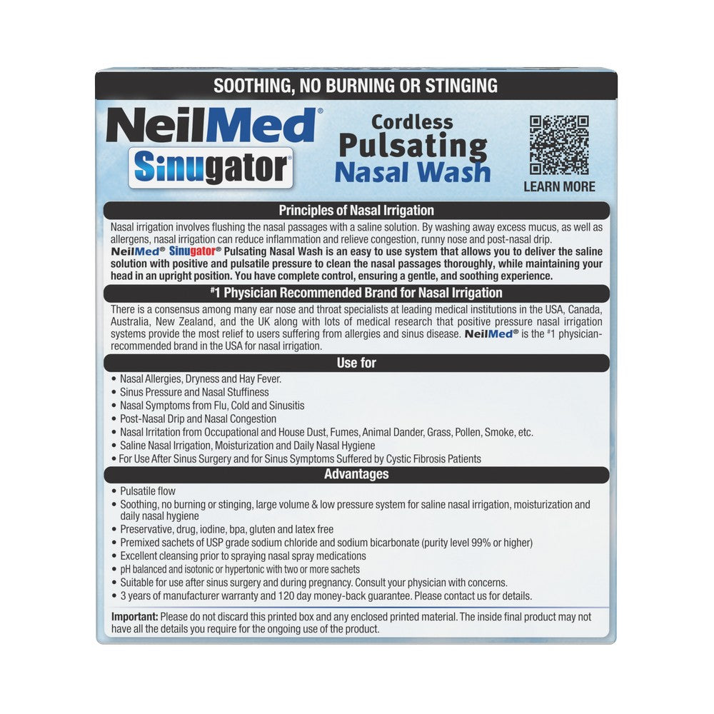 Sinugator Cordless Pulsating Nasal Wash - Black