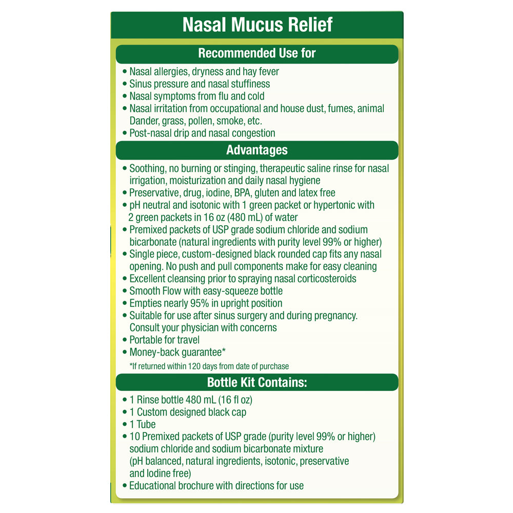 Sinus Rinse 16oz Extra Large Bottle Kit