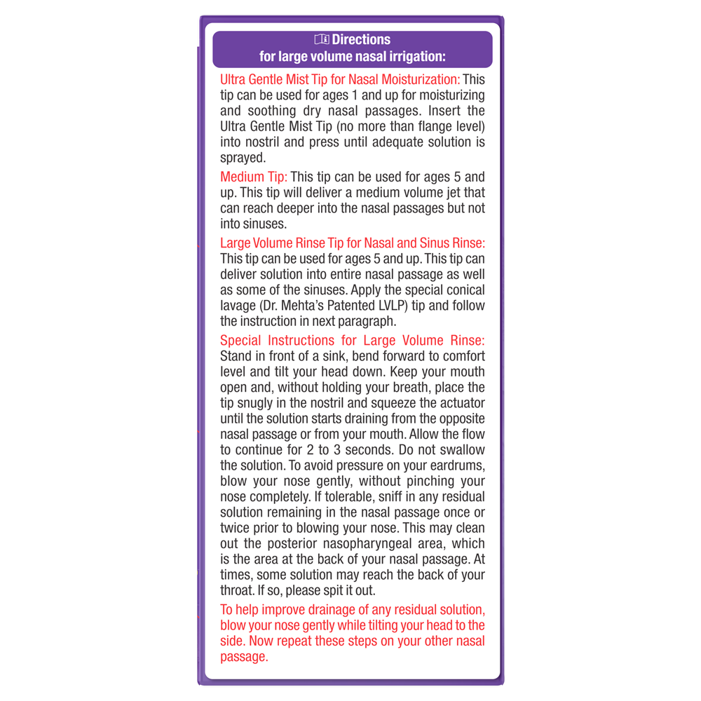 Nasal irrigation device instructions on a white background