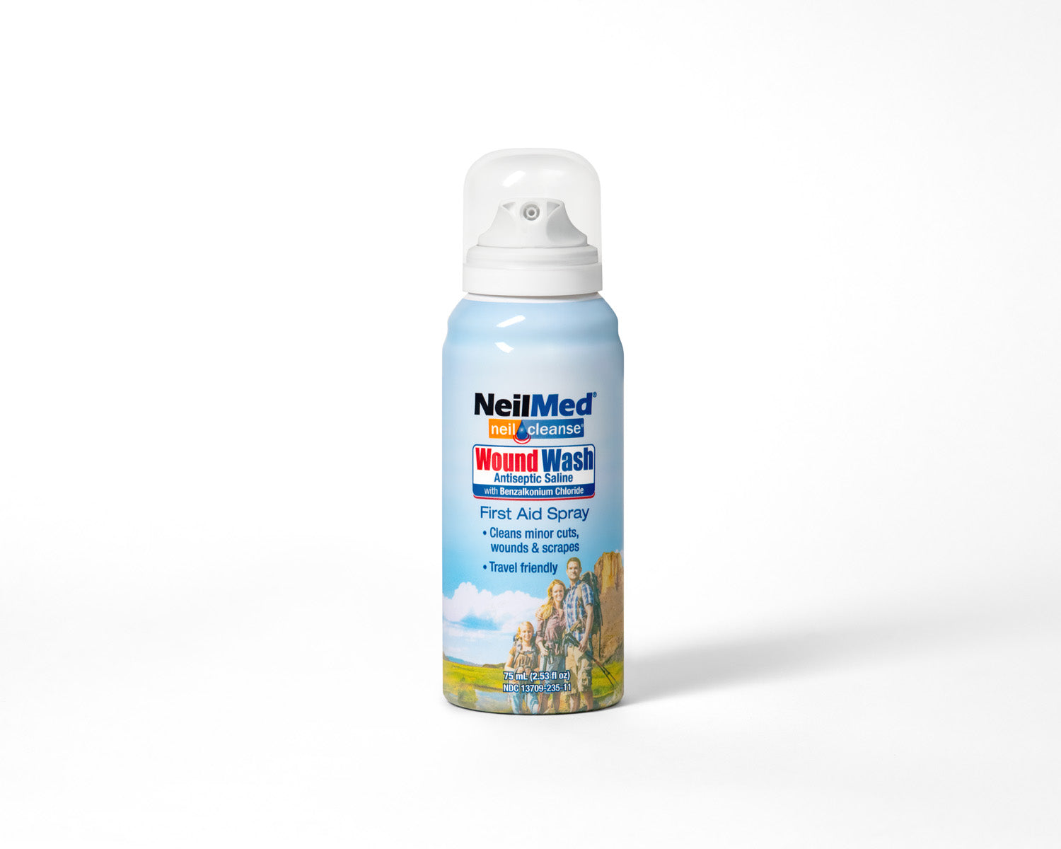 NeilMed Wound Wash first aid spray bottle on a white background