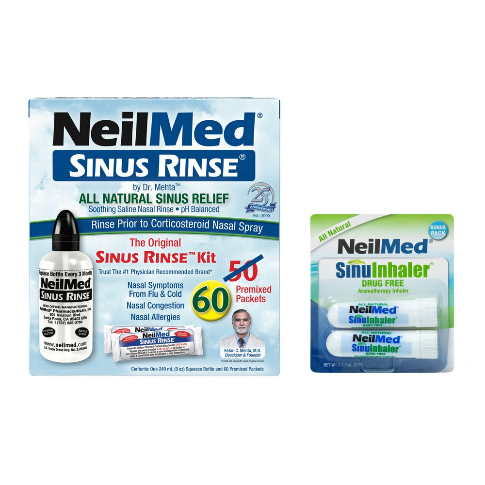 NeilMed Sinus Rinse Kit & NeilMed SinuInhaler Natural Non Medicated Aromatherapy Inhaler