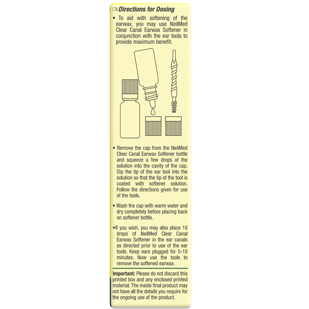NeulMed earwax softener instructions on a yellow background